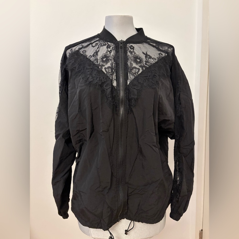 Zara Black Lace Women's Nylon Bomber Jacket
